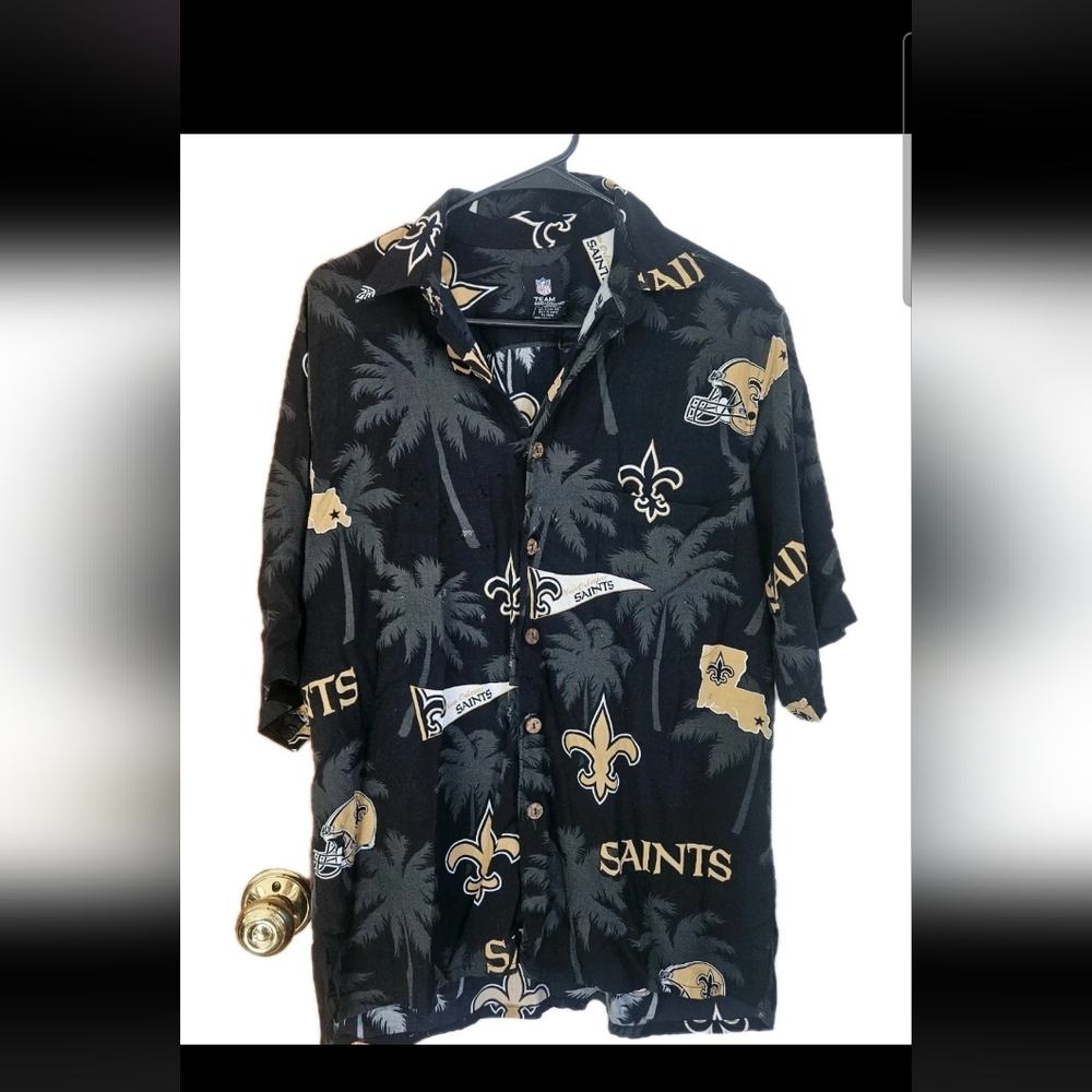 NFL Saints Black and Gold Hawaiian Shirt